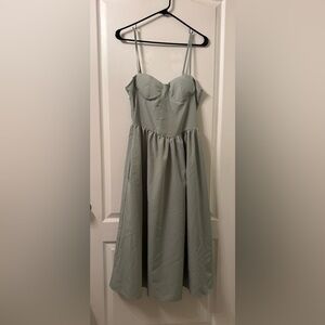 Light Green Fitted Midi Dress